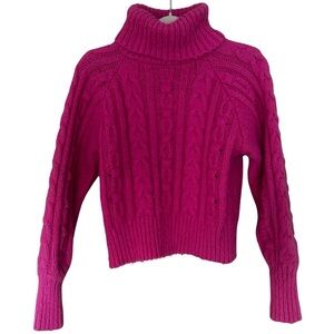 A New Day Pink Cable Knit Turtleneck Sweater | XS